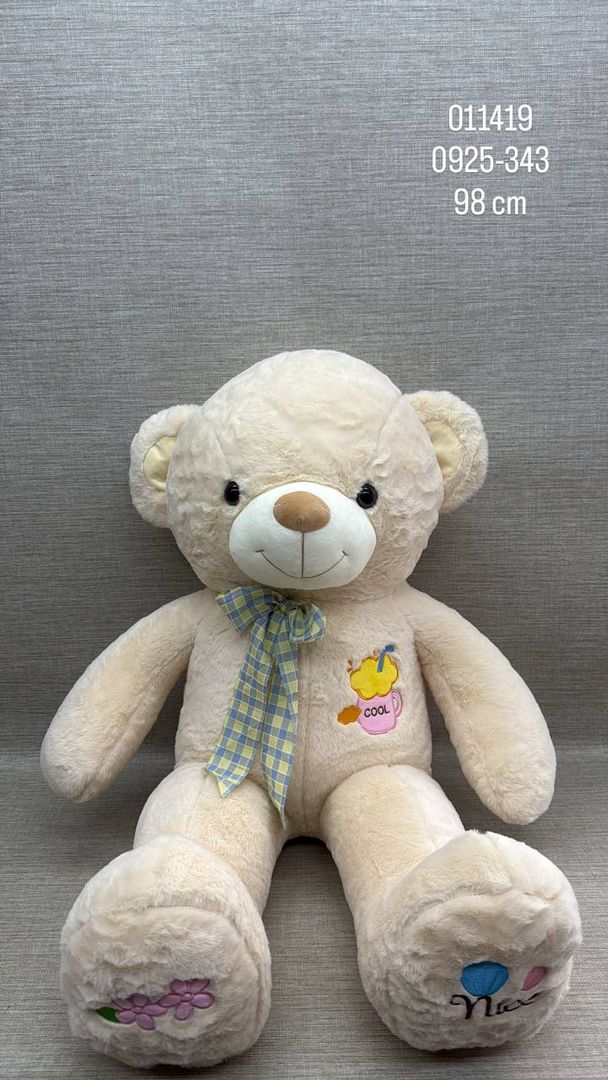 OSO PATAS LARGAS BEIGE CON LAZO 98 CM