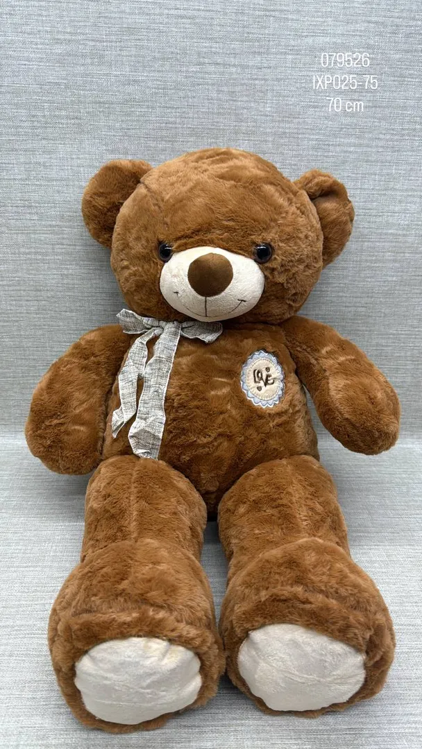 OSO CAFE PATA LARGA CON BORDADO/LAZO 70 CM 