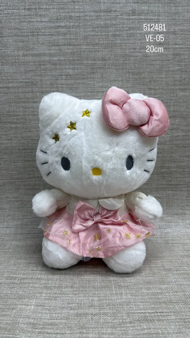 HELLO KITTY CON VESTIDO ROSA Y DORADO 20 CM