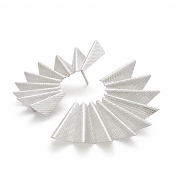SILVER LARGE BLUE PALM CRESCENT EARRINGS - imagen 1