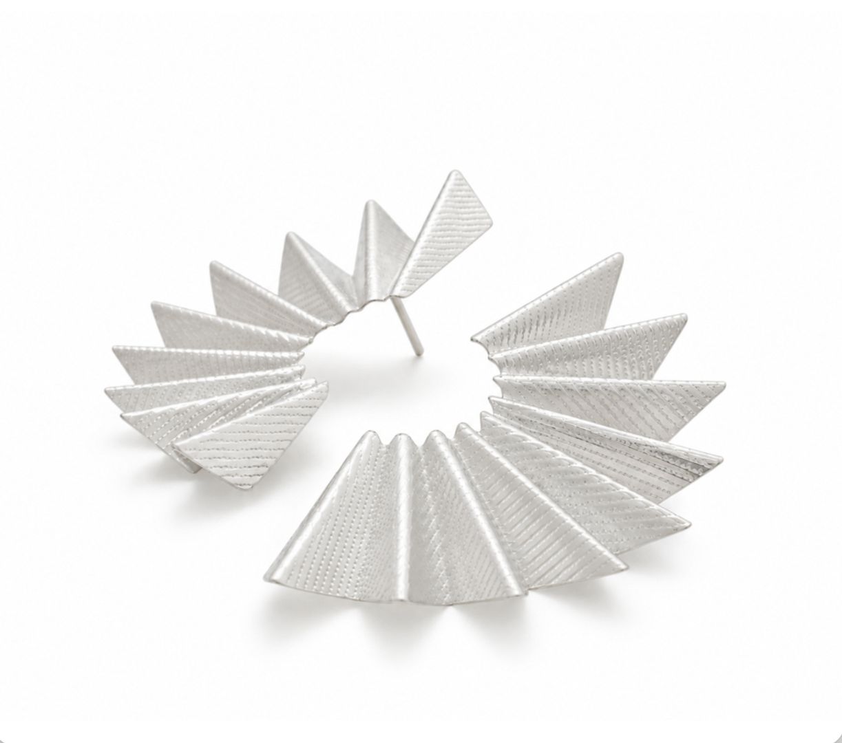 SILVER LARGE BLUE PALM CRESCENT EARRINGS