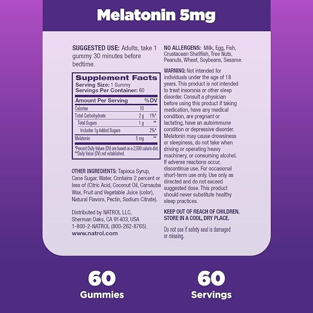 Melatonin 5mg 60 Gomitas con sabor a fresa