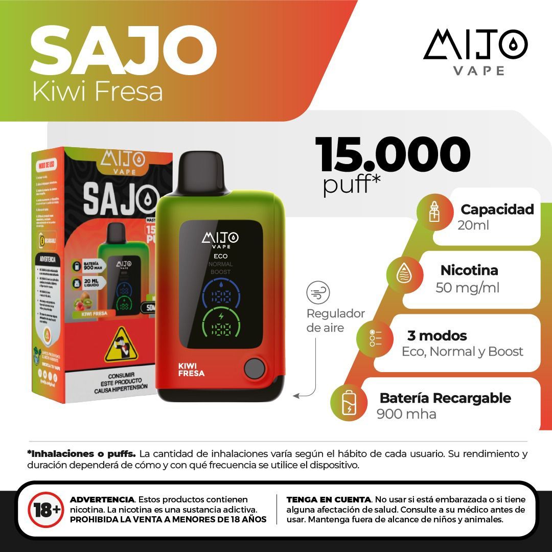 Mijo Sajo Kiwi Fresa 15.000 Puffs