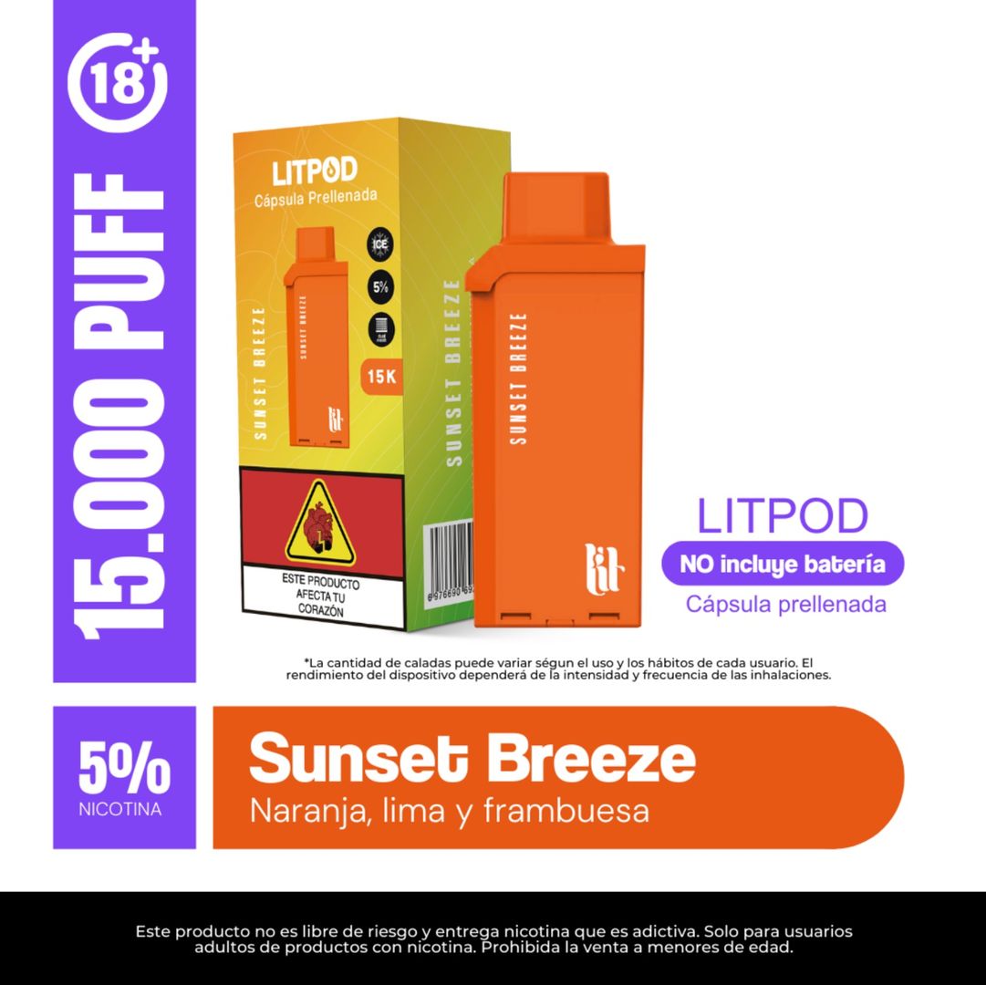 Pod Lit Sunset Breeze 15.000 Puffs Recarga