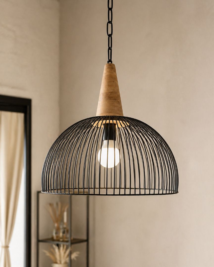 Lámpara Techo Metal &Madera 