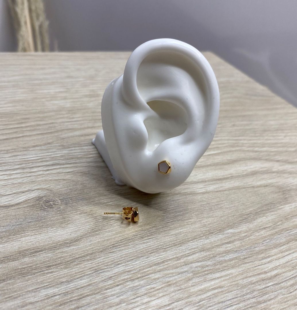 Topo pentágono, blanco, oro rosa, covergold 
