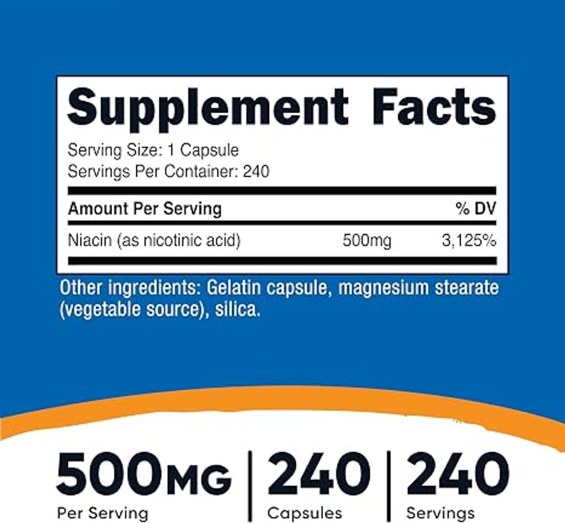 Niacina de vitamina B3 en 240 cap Nutricost