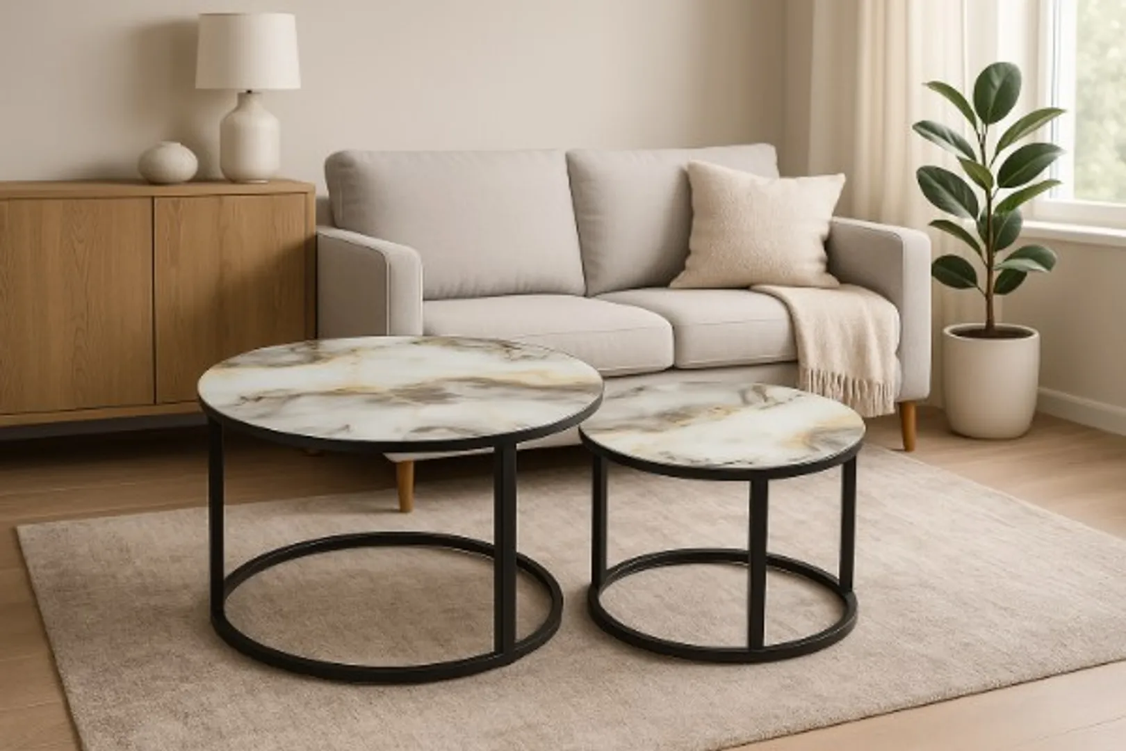 MESAS DECORATIVAS DOBLES PARA SALA TIPO MARMOL