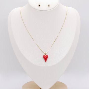 Imagen del producto SET COLLAR CORAZÓN ROJO RODINADO