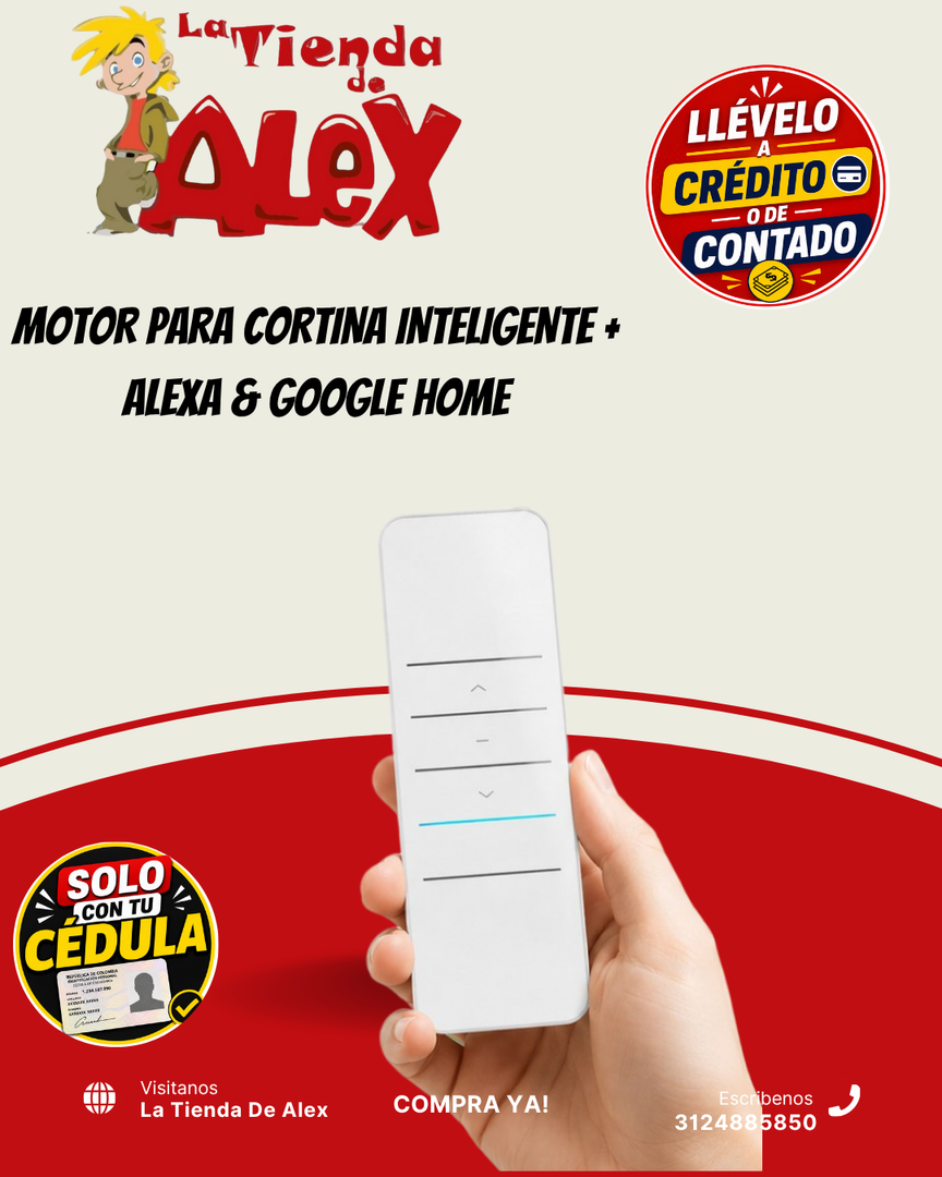 MOTOR PARA CORTINA INTELIGENTE + ALEXA & GOOGLE HOME