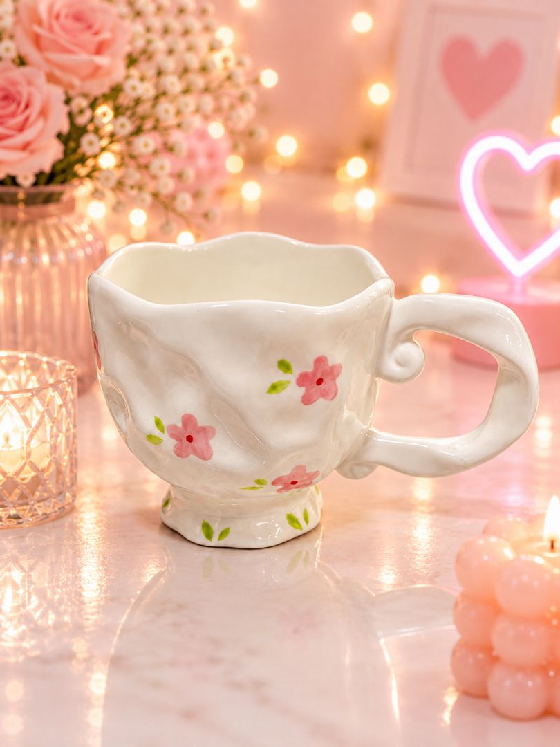 Mug tacita flores y corazones 