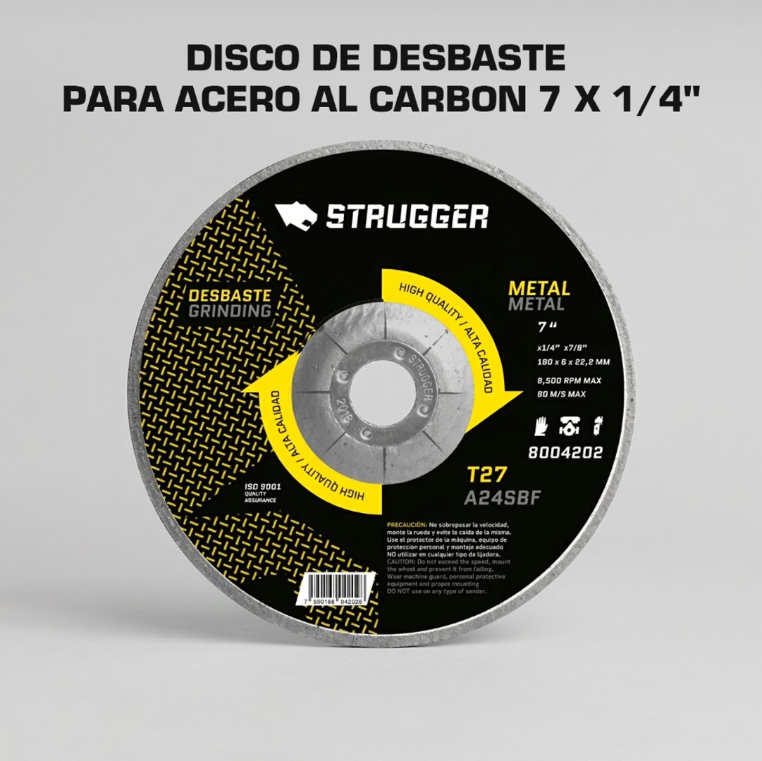 DISCO DE DESBASTE PARA ACERO AL CARBON 7 X 1/4"