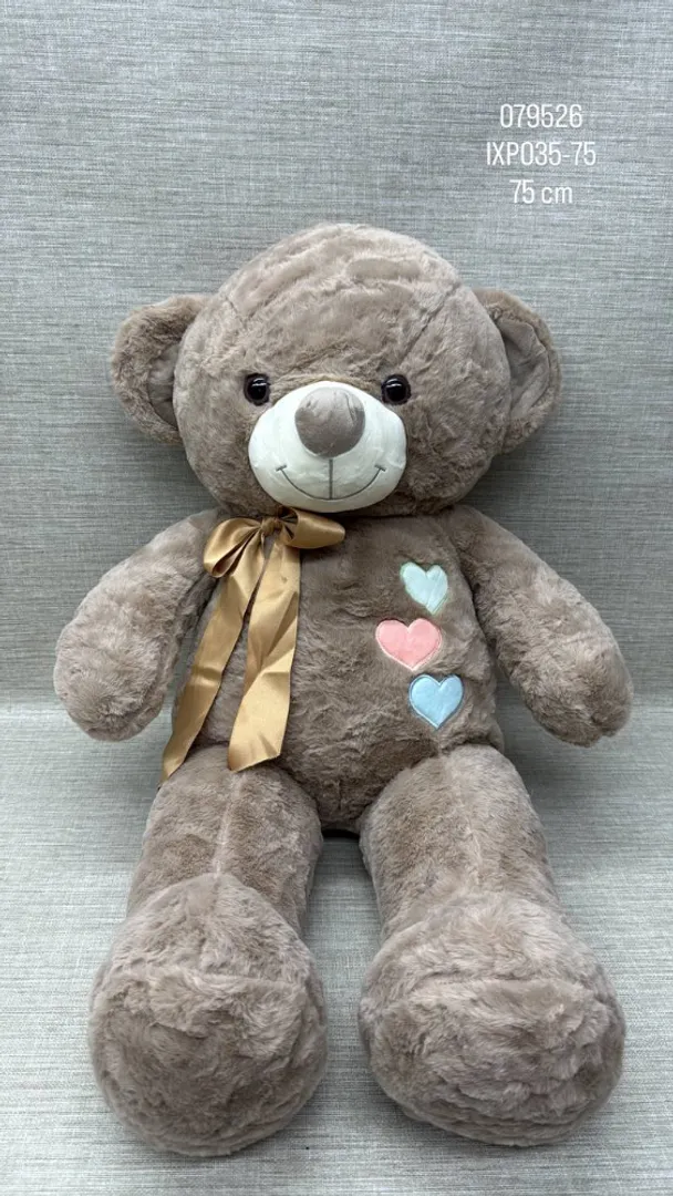OSO PATAS LARGAS CON CORAZONES BORDADOS DE 75 CM 
