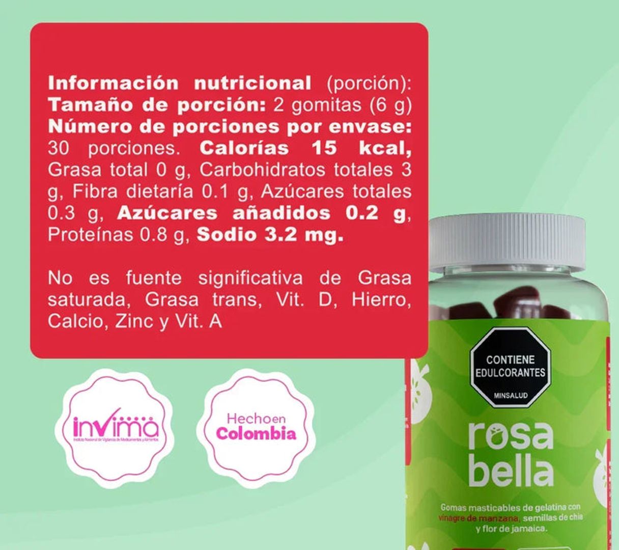 Rosa bella latina gomitas 