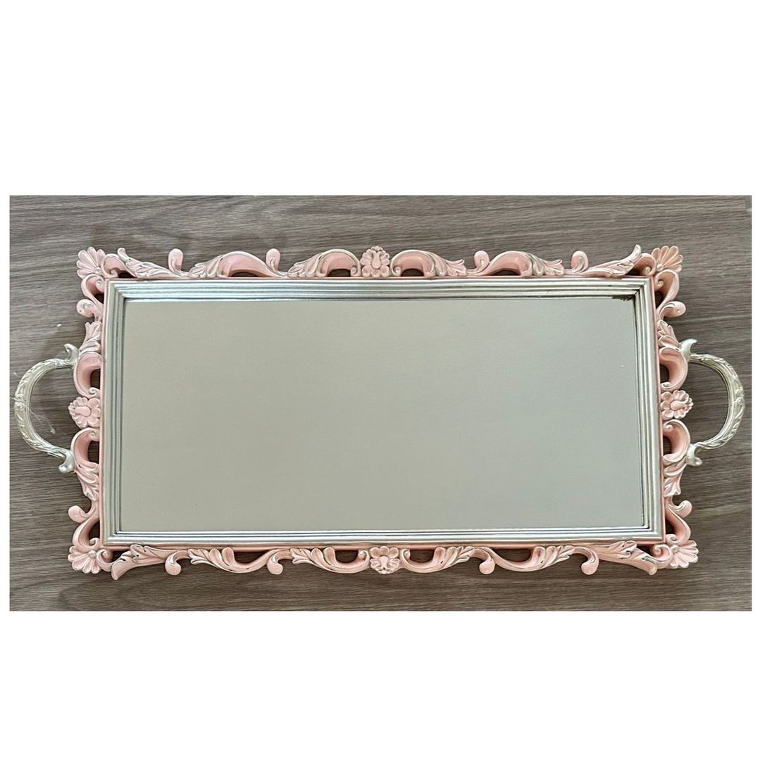 CHAROLA ROSA CON ESPEJO