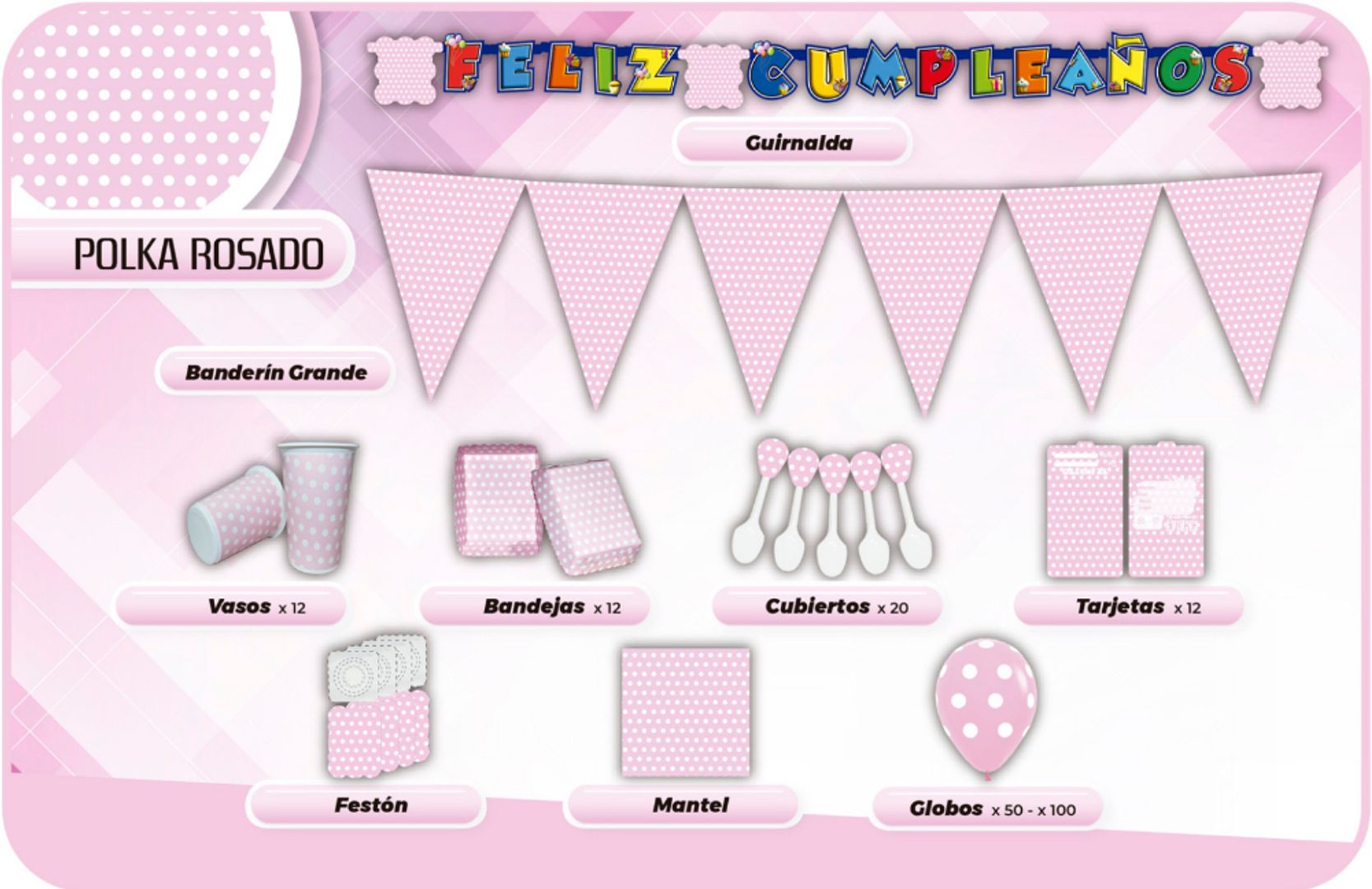 DECORACIÓN POLKA ROSADA 