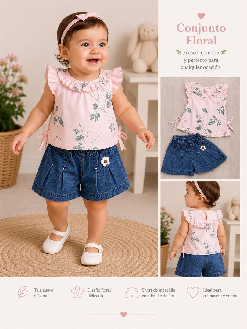 Conjunto short bebita