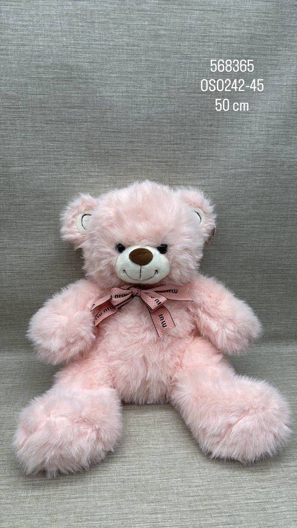 OSO ROSA CON MOÑO 50 CM