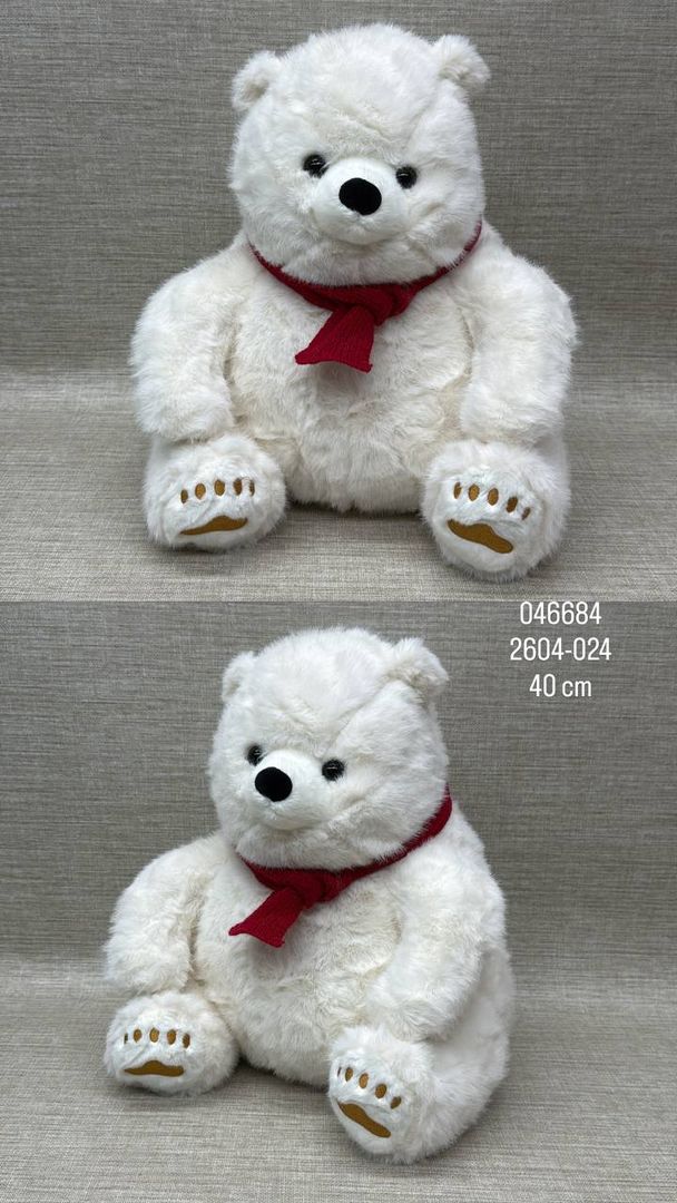 OSO POLAR CON   BUFANDA  ROJA DE 40 CM 
