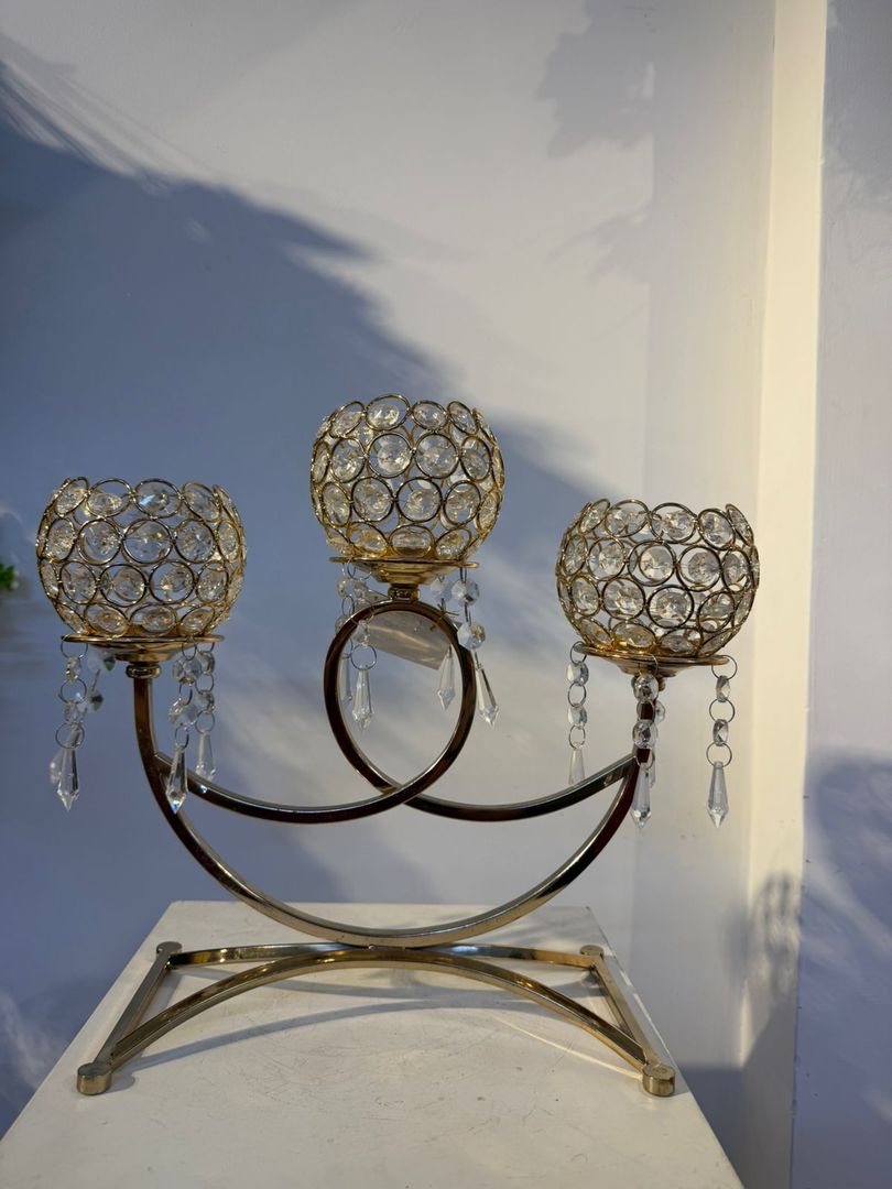 CANDELABRO X 3 CROMADO DORADO