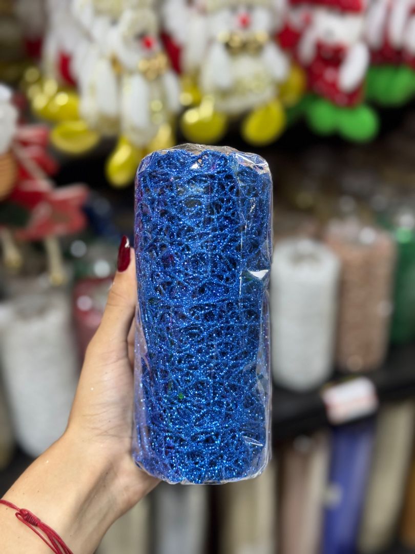 Rollo de Malla Decorativa Calada con Glitter