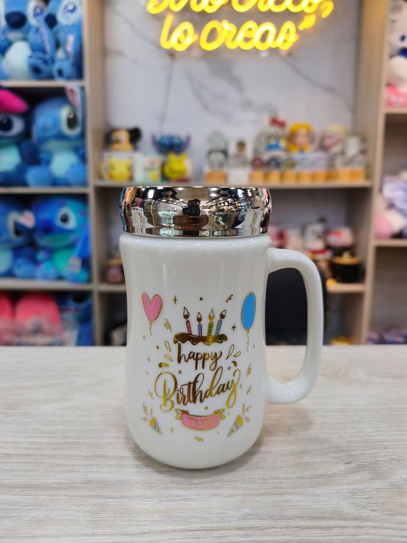 MUG TAPA ESPEJO  FELIZ CUMPLEAÑOS