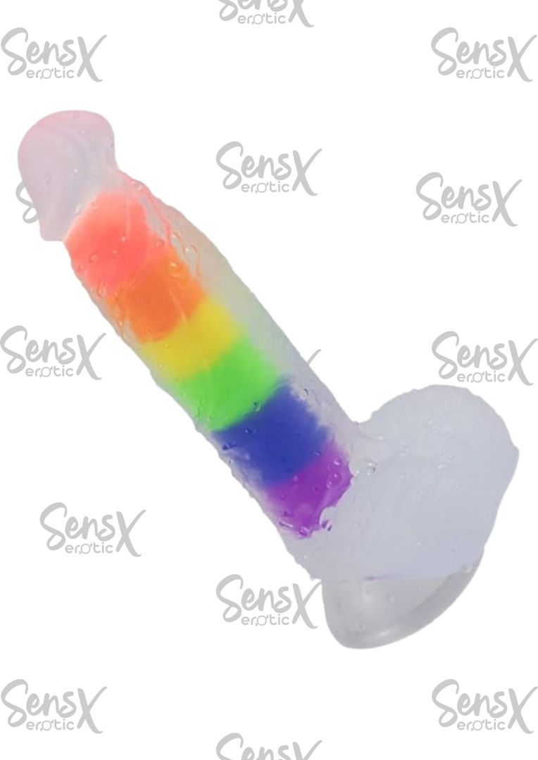 Dildo realista transparente arco iris 
