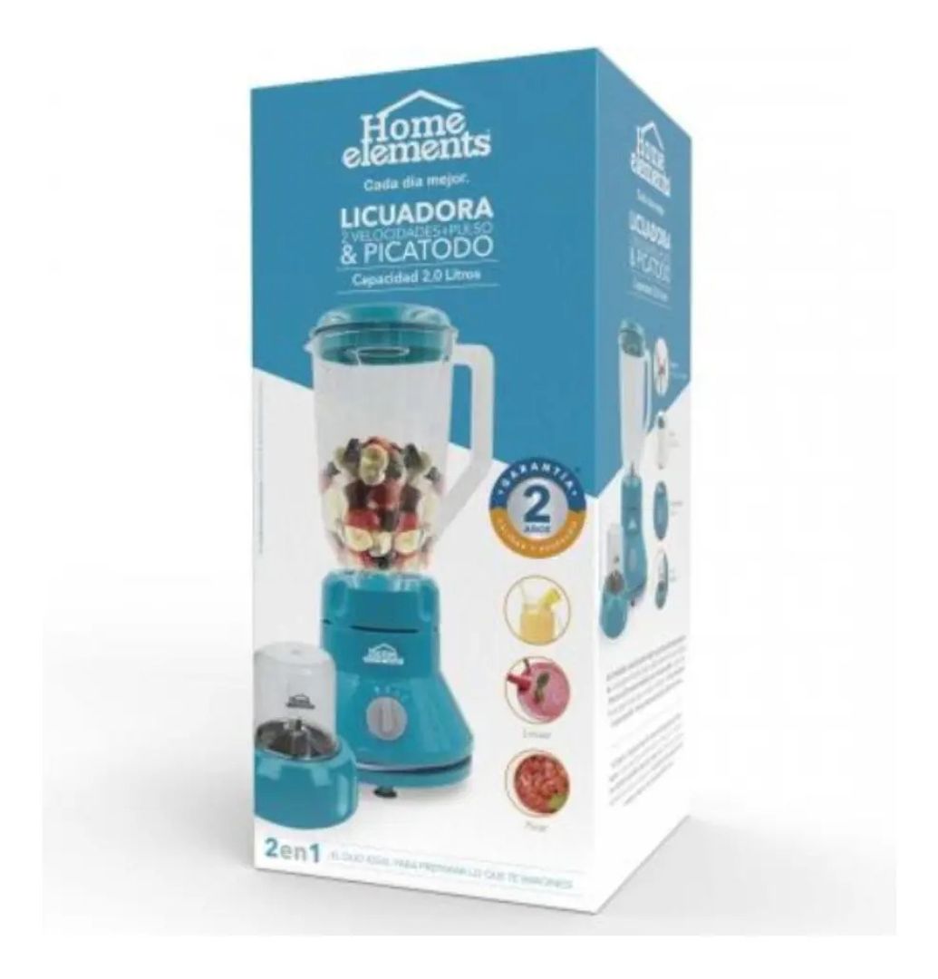 LICUADORA HOME ELEMENTS 2 VELOCIDADES AZUL TURQUESA HE2819AT