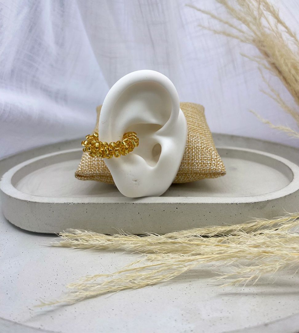 Earcuff artesanal, dorado, covergold 