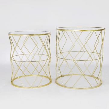 Imagen del producto Set de dos mesas doradas con espejo.