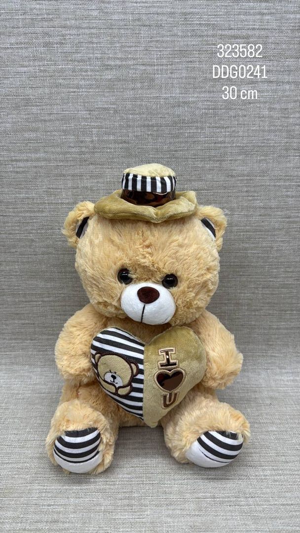 OSO CON SOMBRERO Y CORAZÓN 30 CM