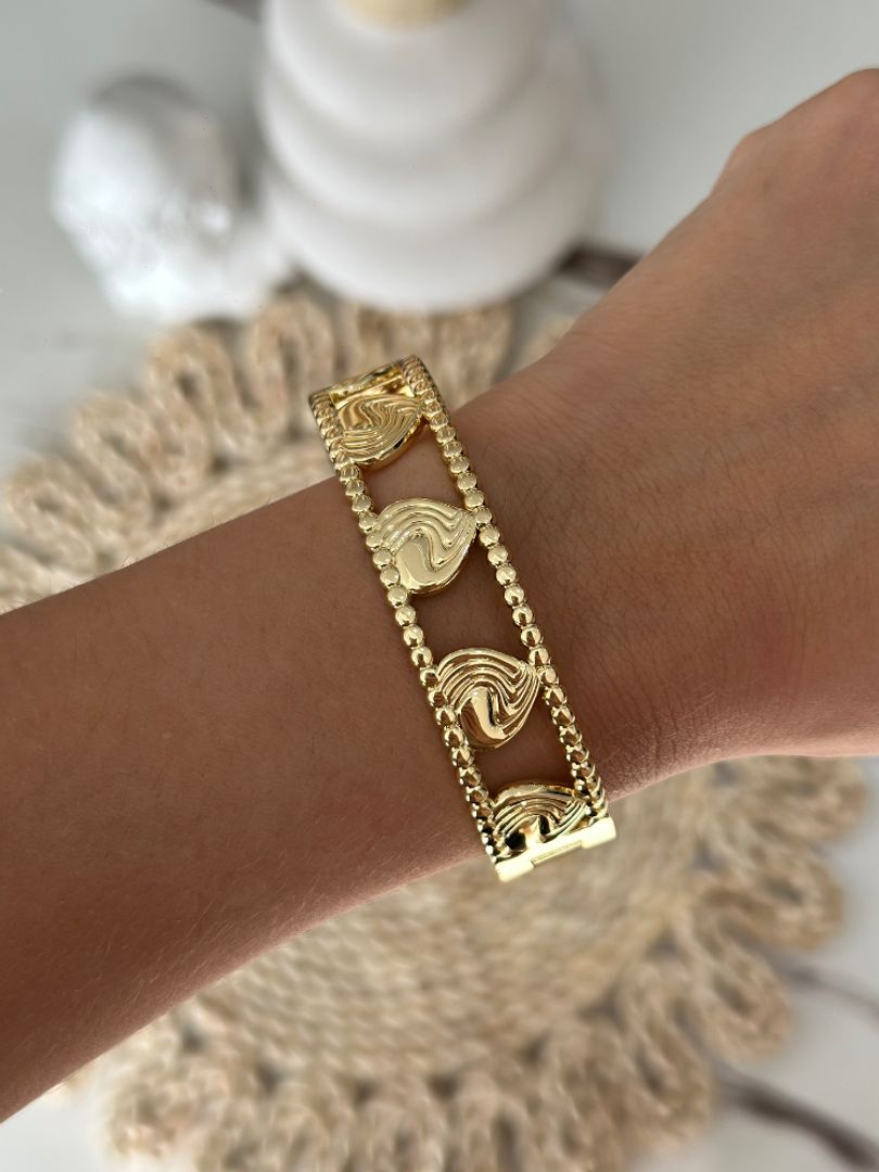 Pulsera gruesa mar corazones 