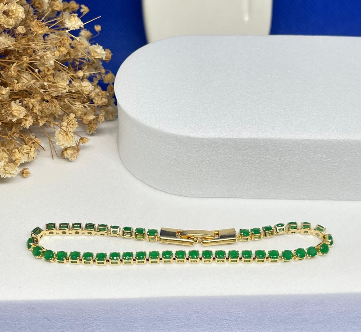Pulsera tennis verde 3mm de 18cm