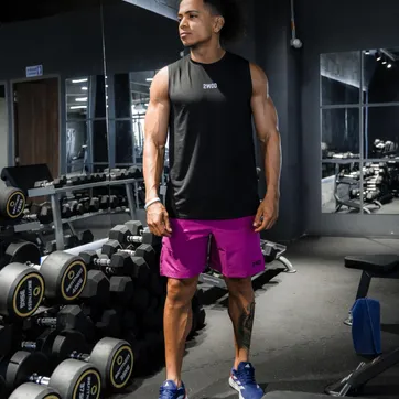 SET MEN CAMISILLA NEGRA + PANTALONETA FUCSIA - imagen 1