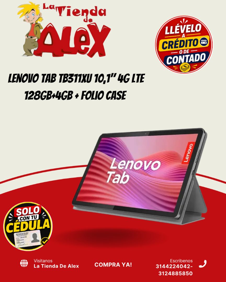 Lenovo Tab TB311XU 10,1" 4G LTE 128GB+4GB + Folio Case 