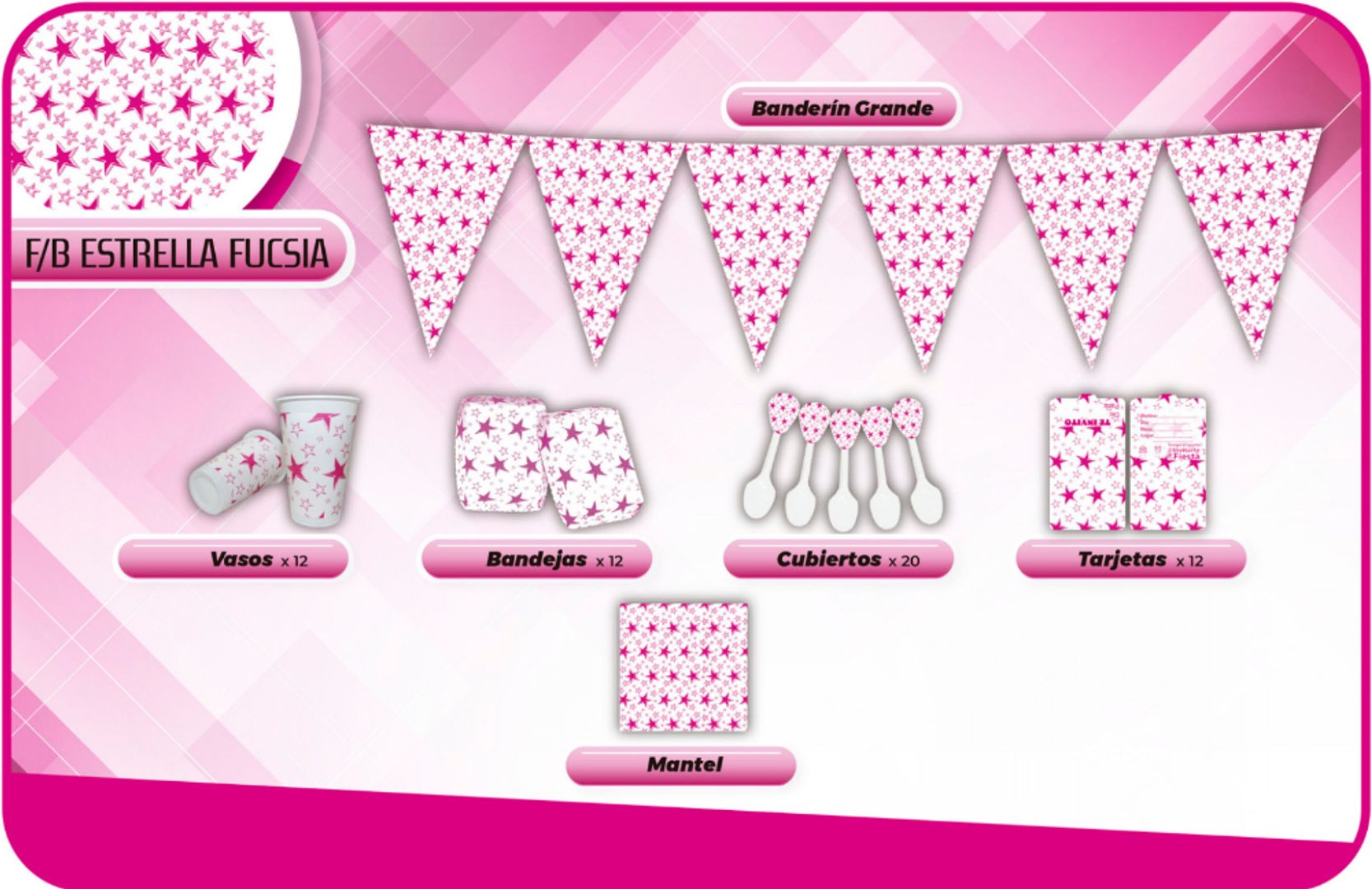 DECORACIÓN ESTRELLA FUCSIA  FONDO BLANCO