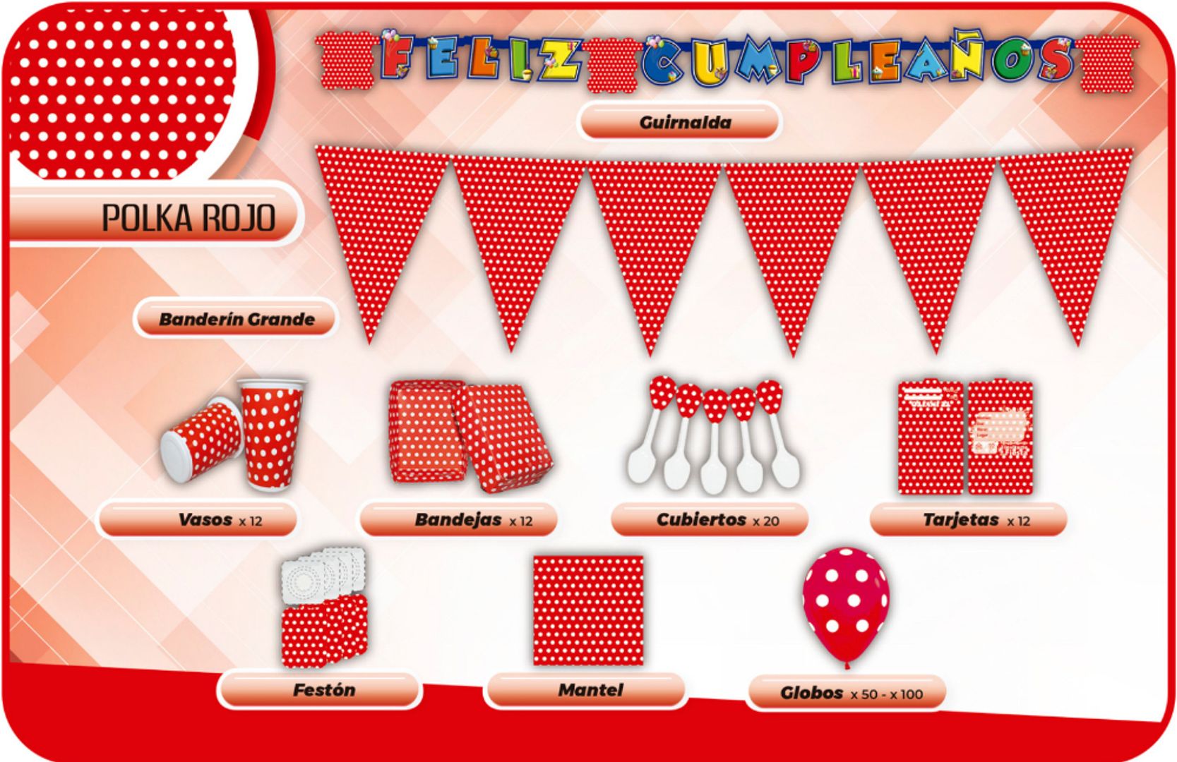 DECORACIÓN POLCA ROJO
