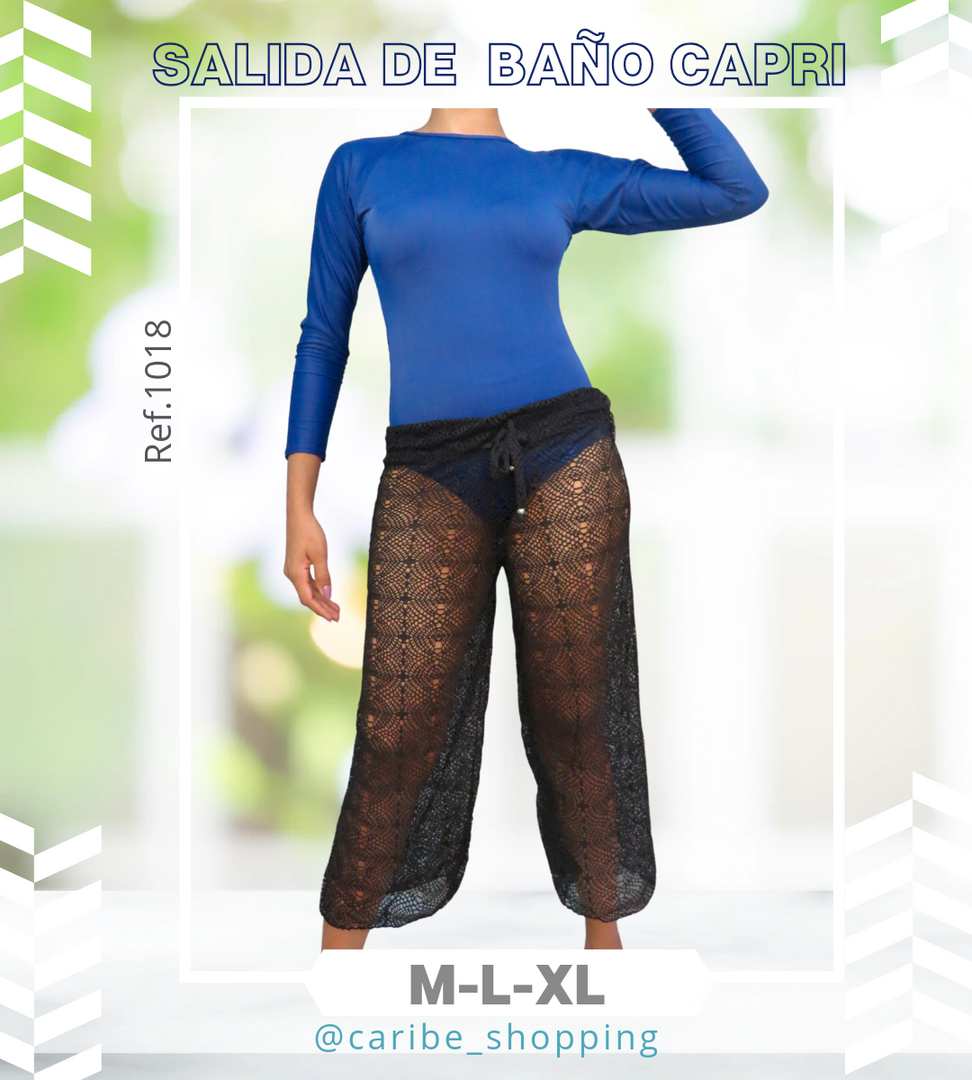 M-L-XL Salida  capri malla suave elástica blanco -negro