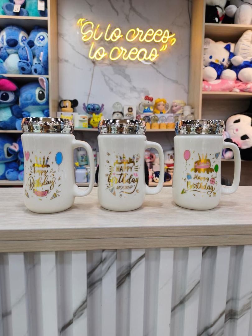 MUG TAPA ESPEJO  FELIZ CUMPLEAÑOS