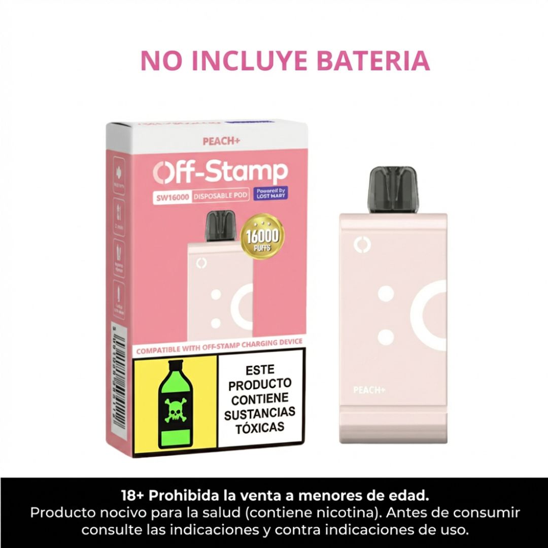 Pod Off Stamp Peach + 16.000 Puffs Recarga