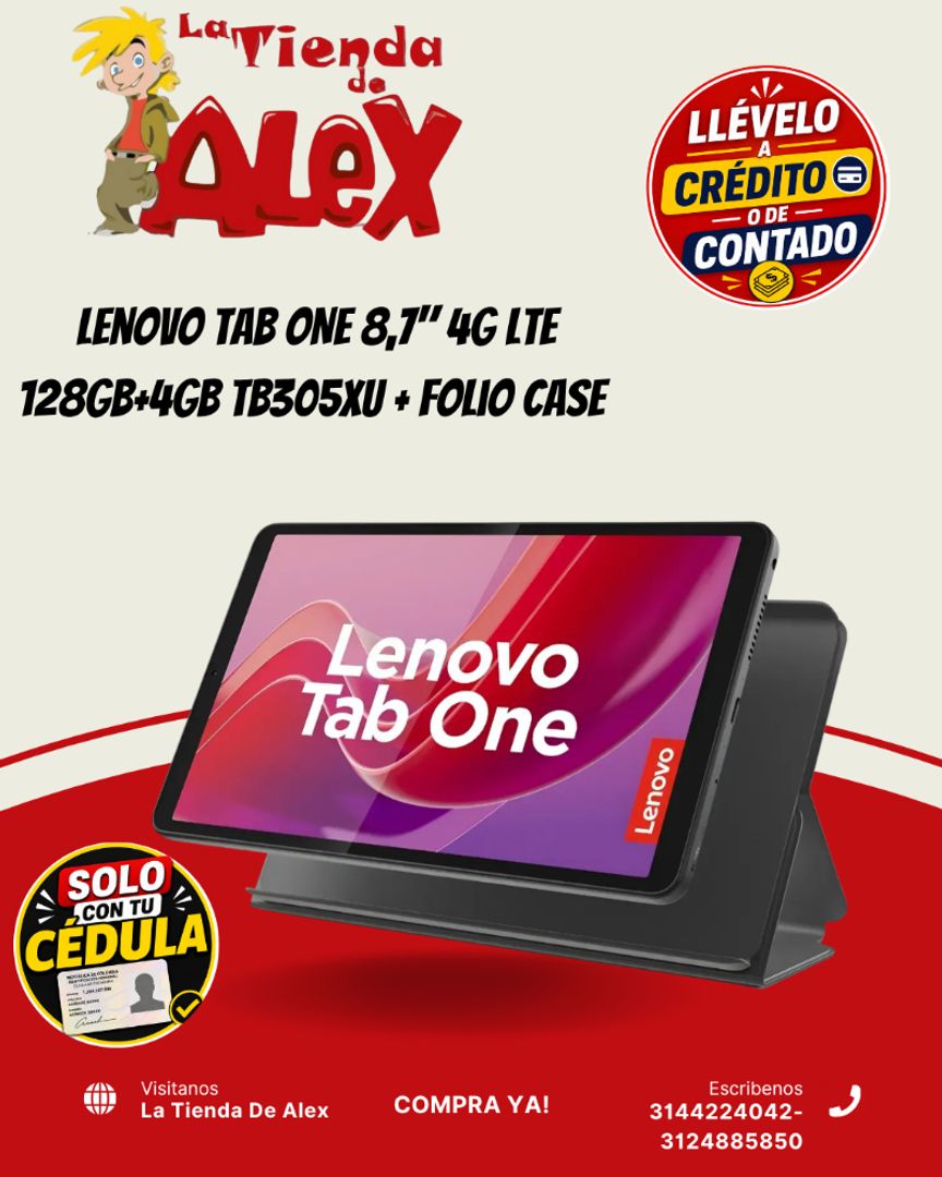 Lenovo Tab ONE 8,7" 4G LTE 128GB+4GB TB305XU + Folio Case 