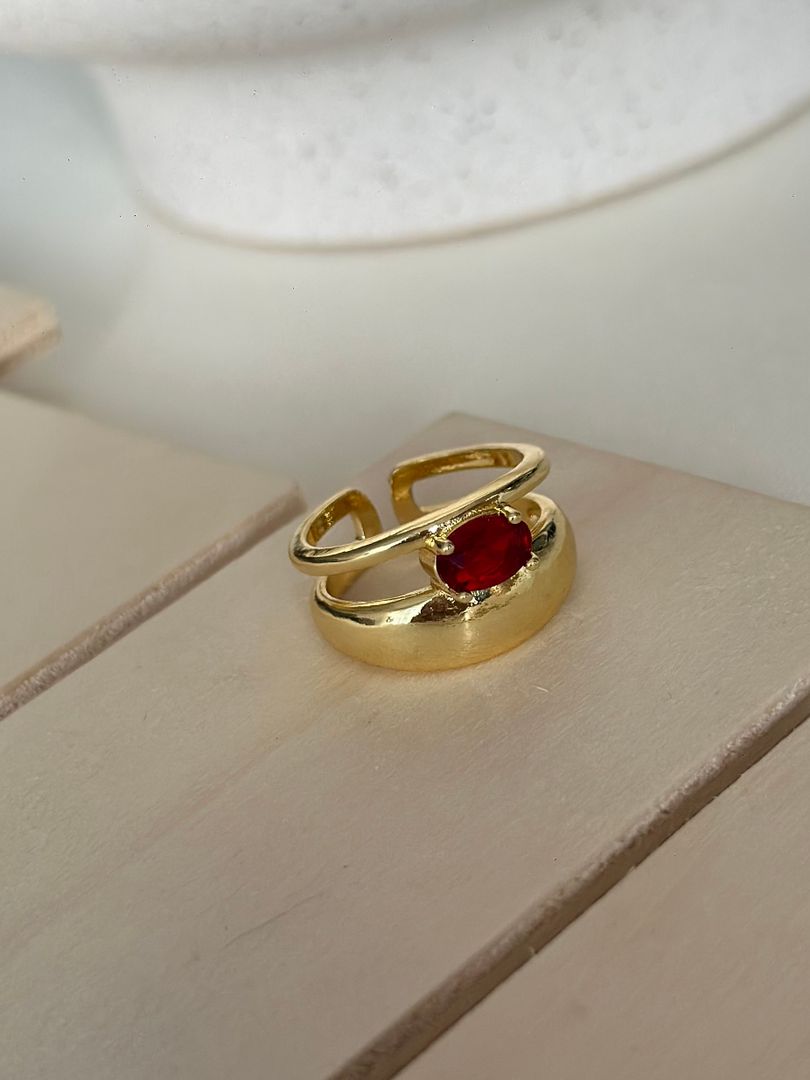 Anillo circon rojo 