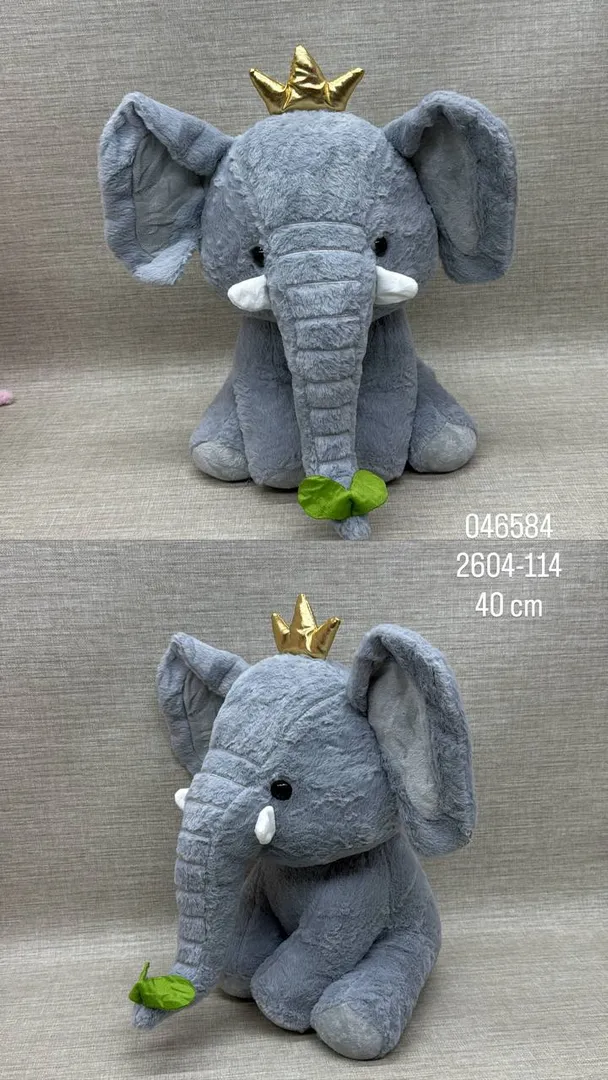 ELEFANTE GRIS CON CORONA 40 CM