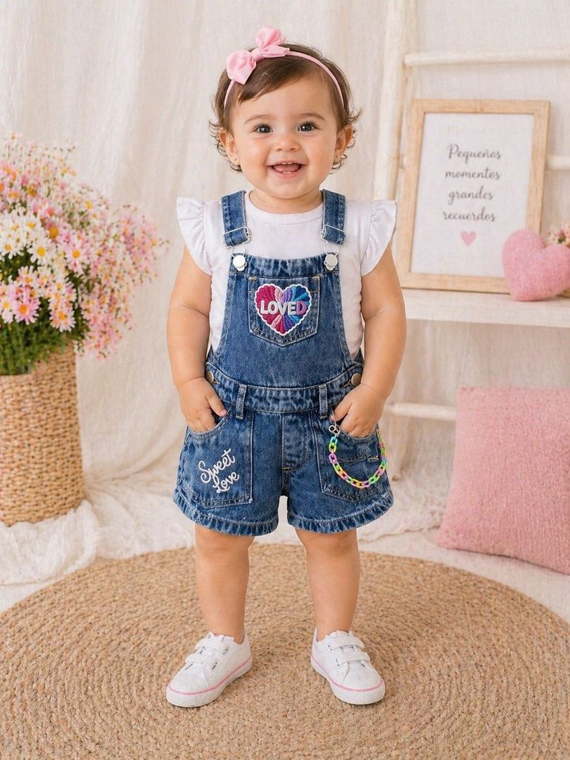 conjunto overol short bebita