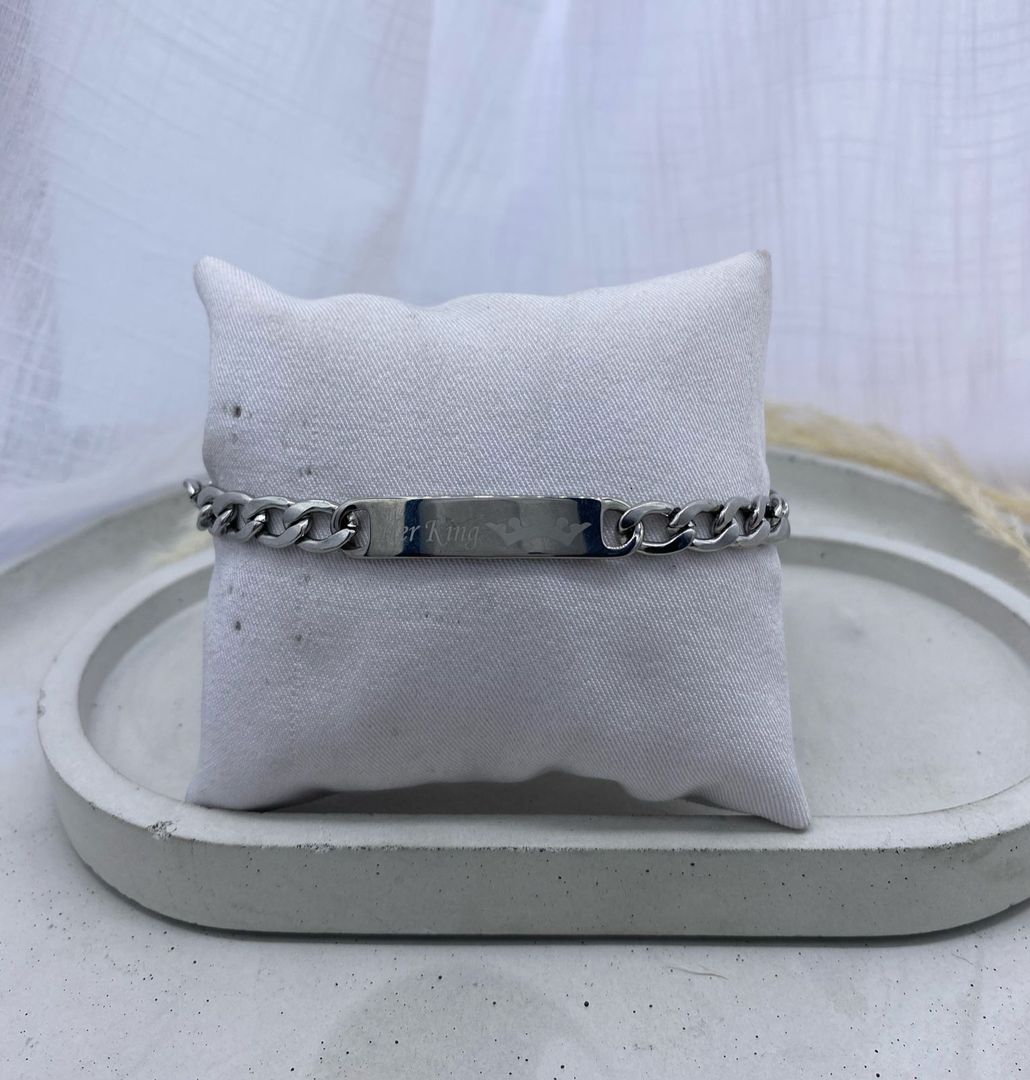 Pulsera masculina, plateada, acero 