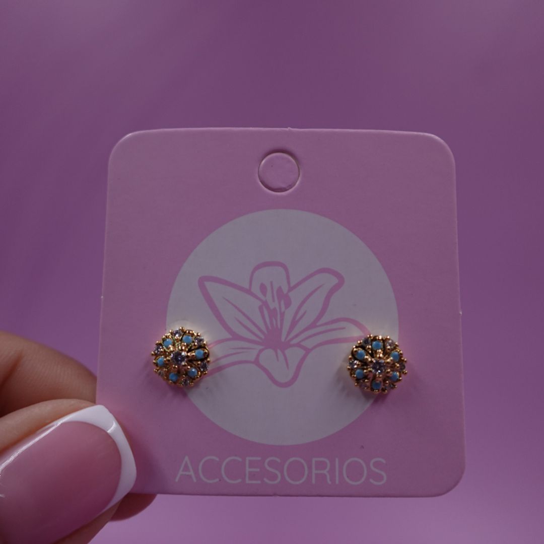 ARETA REDONDA PEQUEÑA DETALLE AZUL