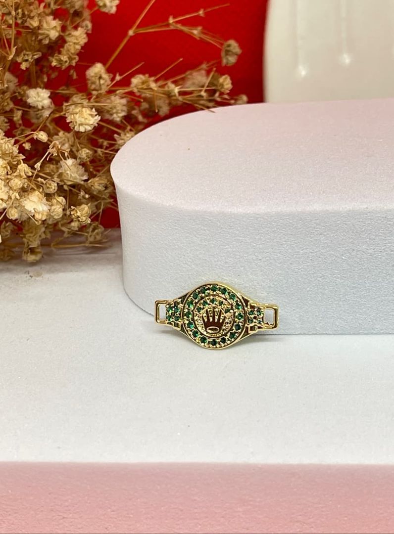 Herraje rolex reloj verde circonias