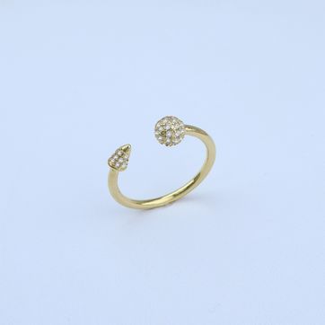 Imagen del producto ANILLO AJUTABLE 2 EXTREMOS  ESFERA Y CONO  ZIRCONES  5855 