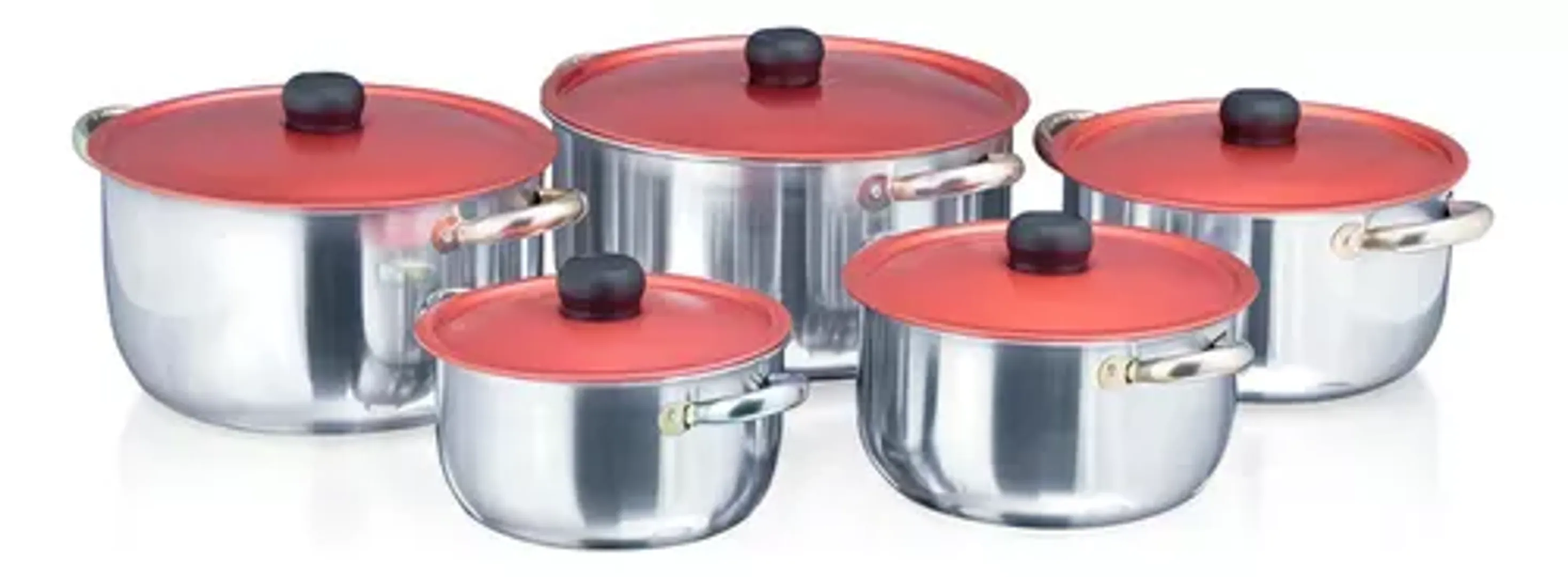 Juego De 5 Ollas en aluminio Bordeada Dkasa 