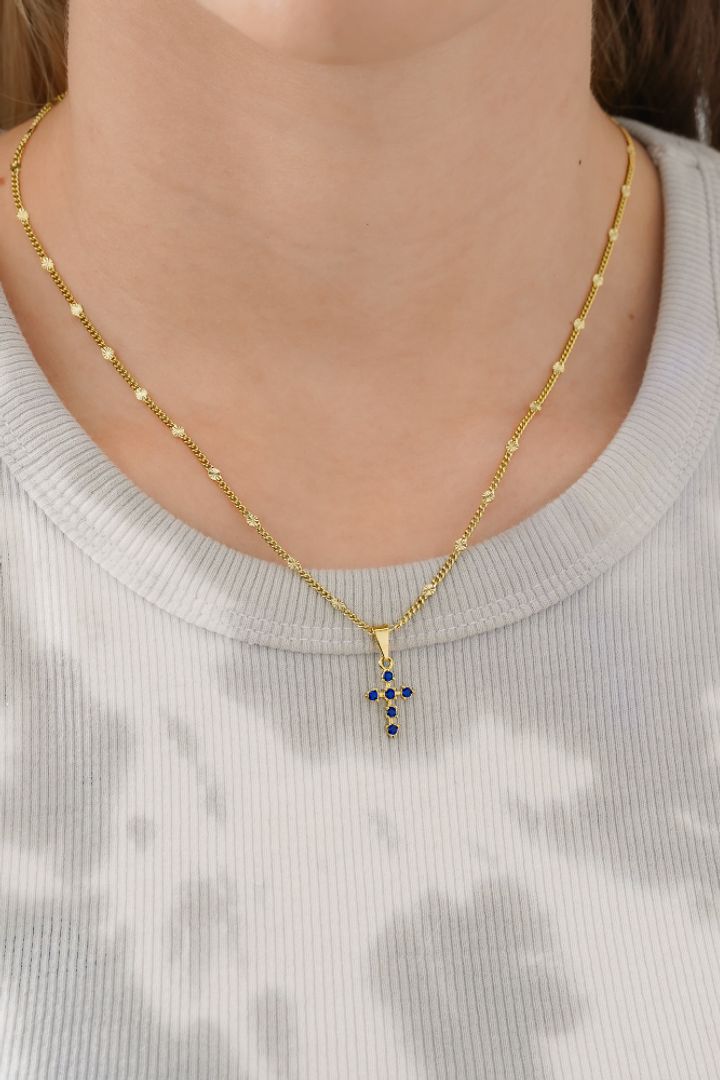 D cruz 6 circonias azul 